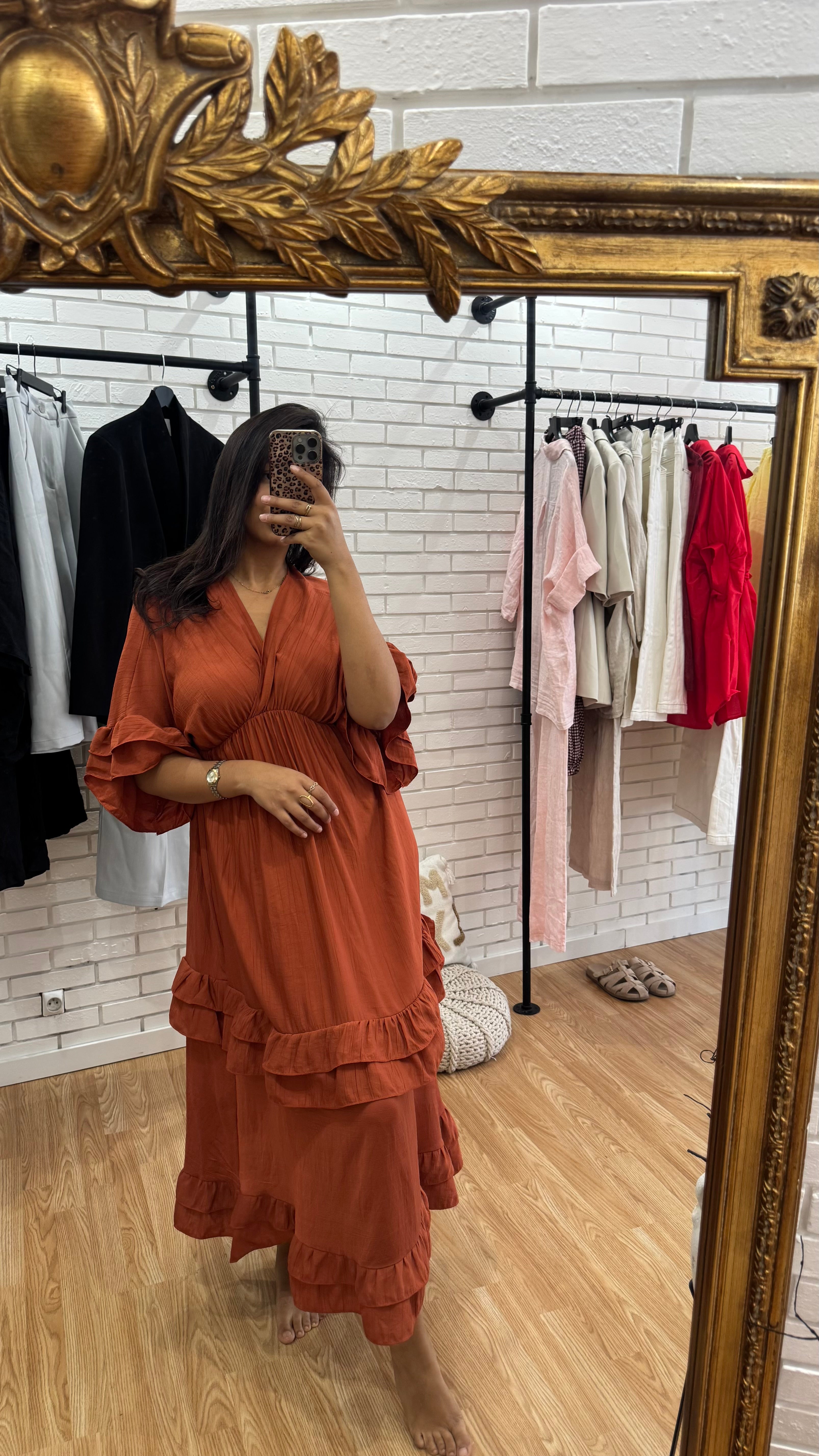 ROBE VOLANT TERRACOTA