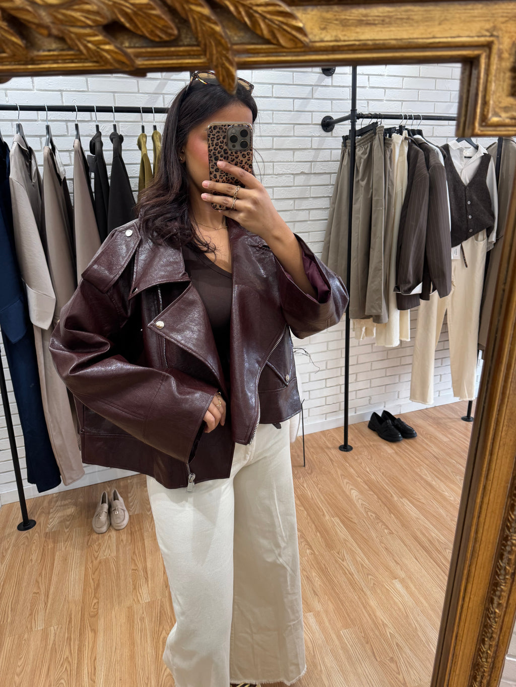 VESTE SIMILI BORDEAU