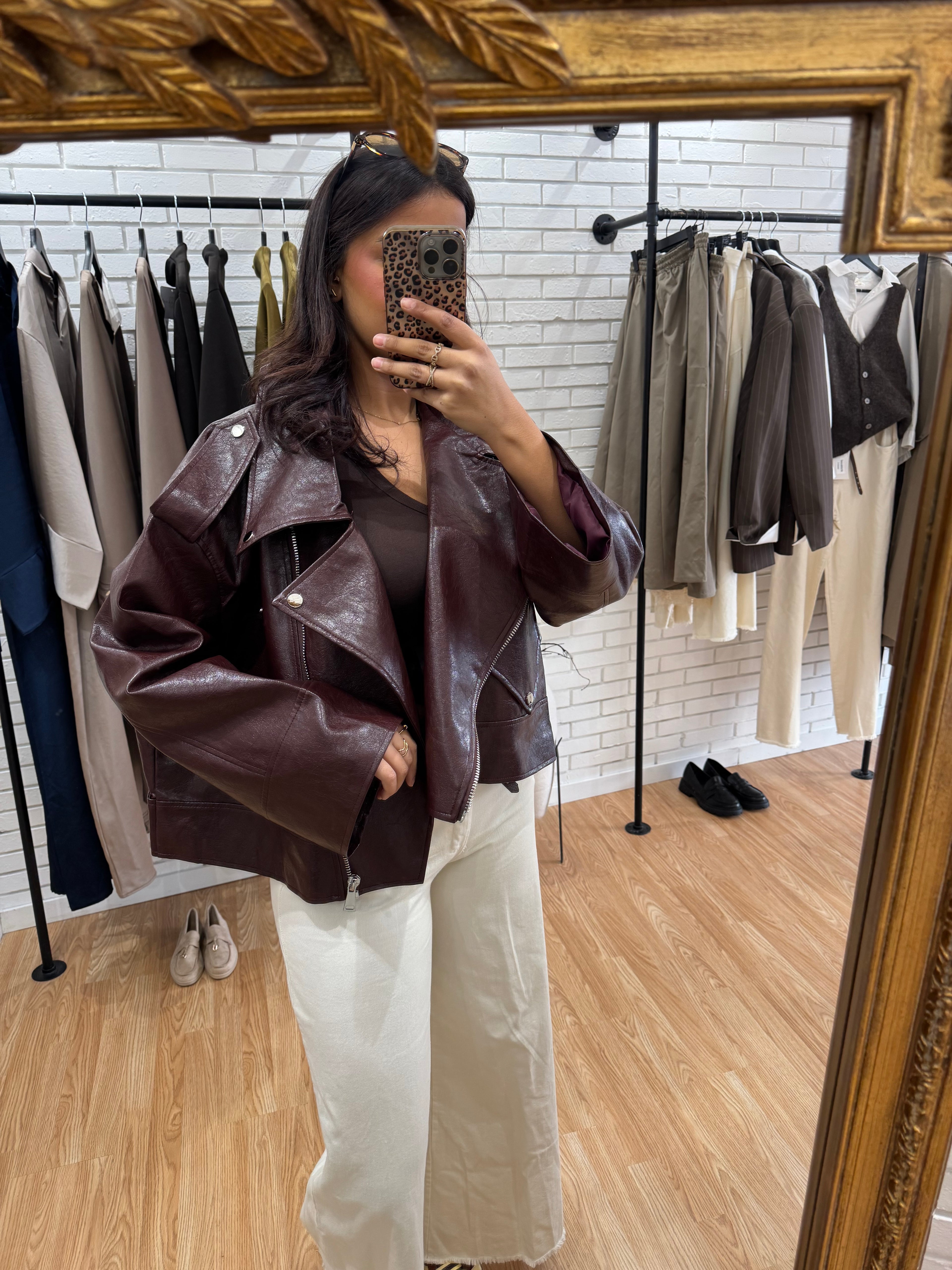 VESTE SIMILI BORDEAU