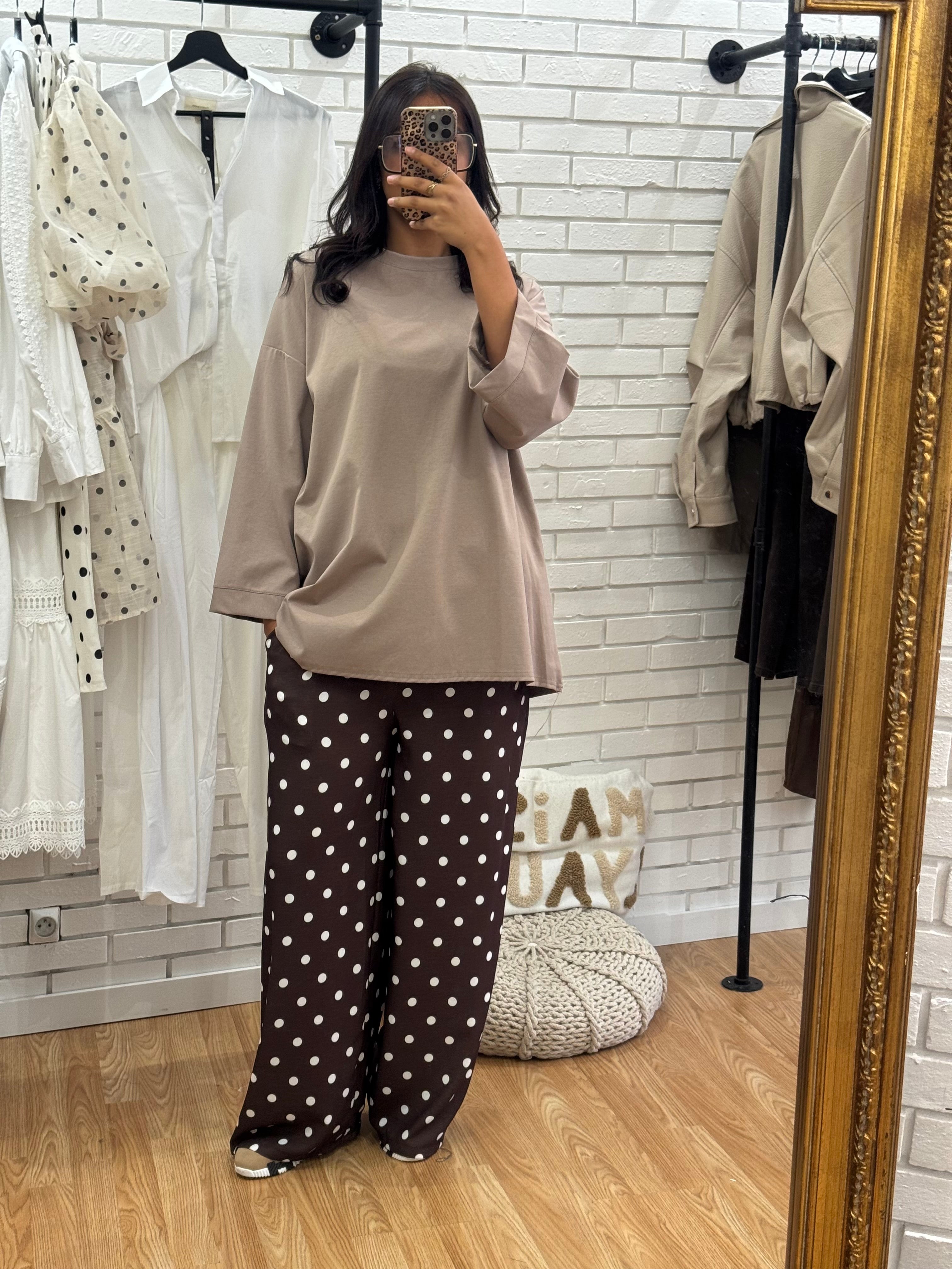 Pantalon fluide à pois Brown