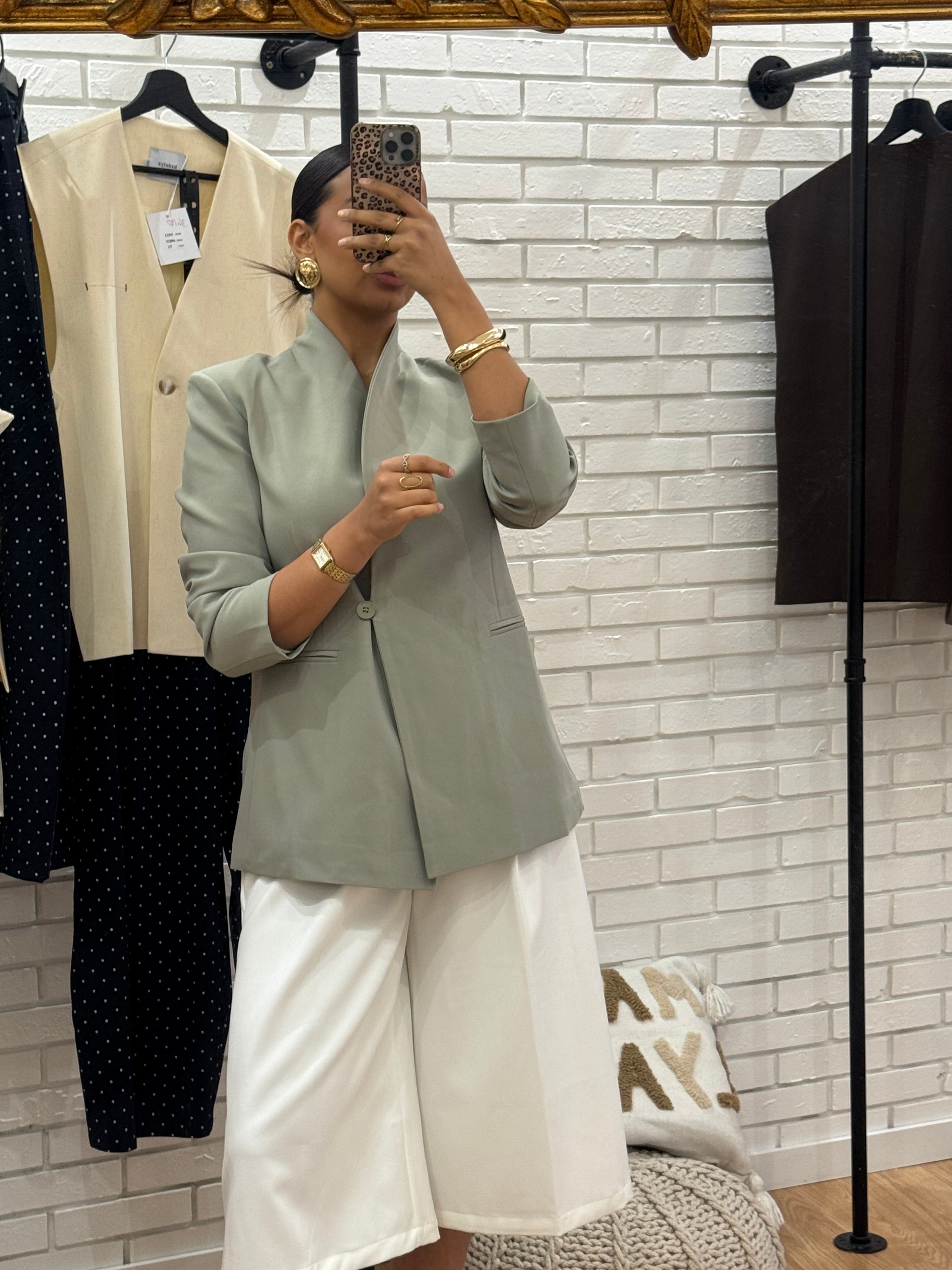 Blazer col montant vert d’eau