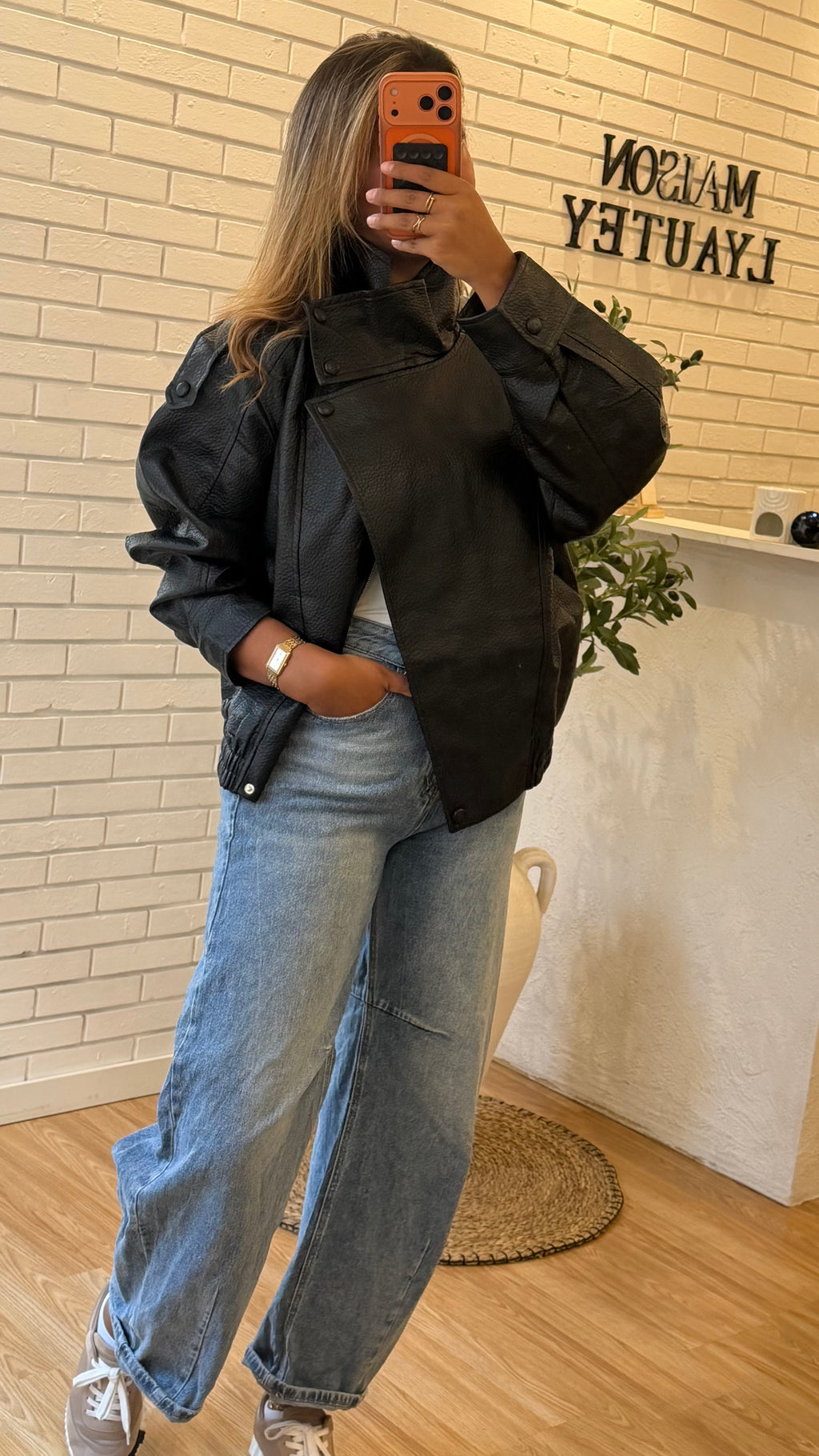Bombers cuir col montant