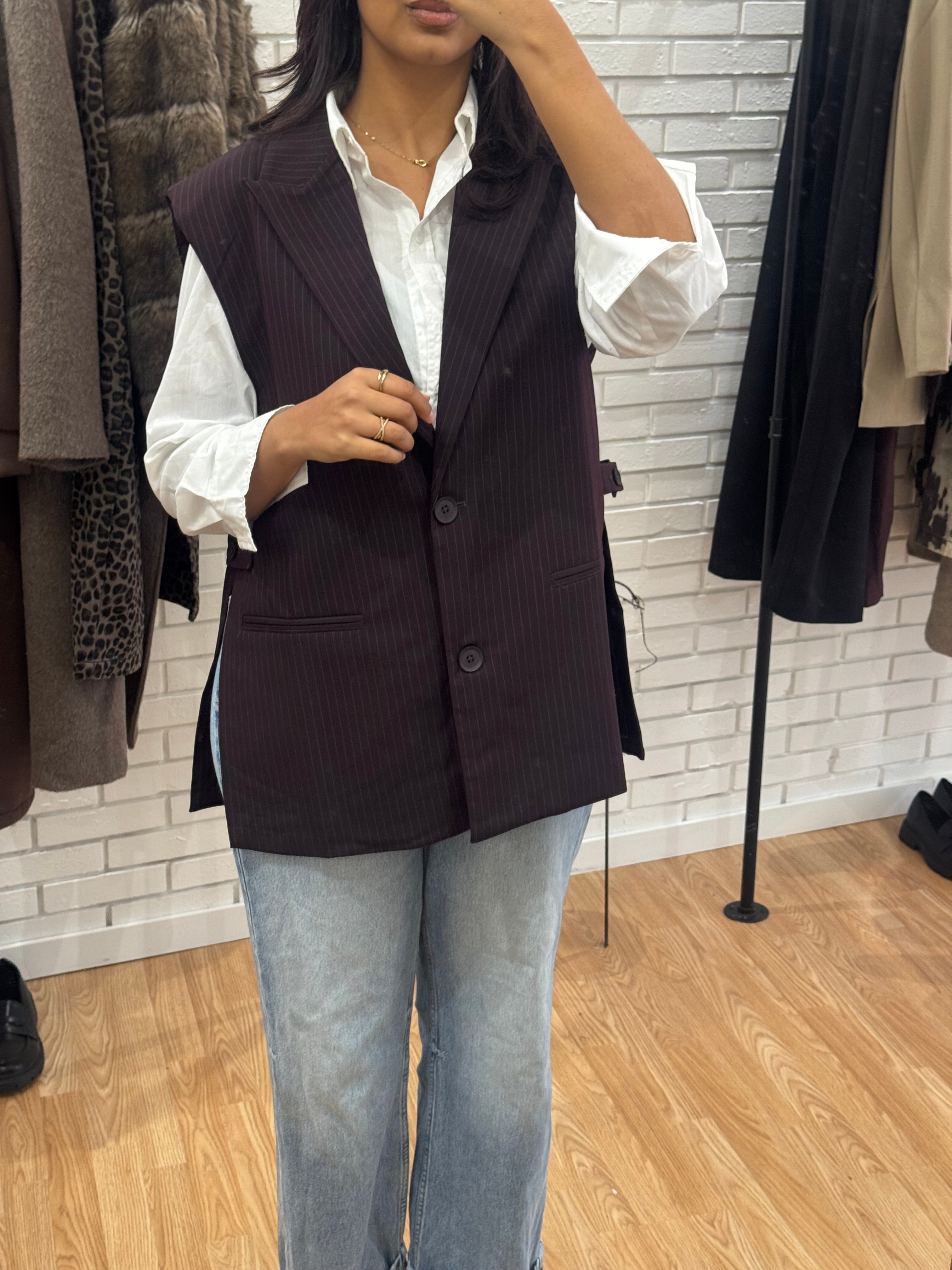 BLAZER RAYÉ AUBERGINE