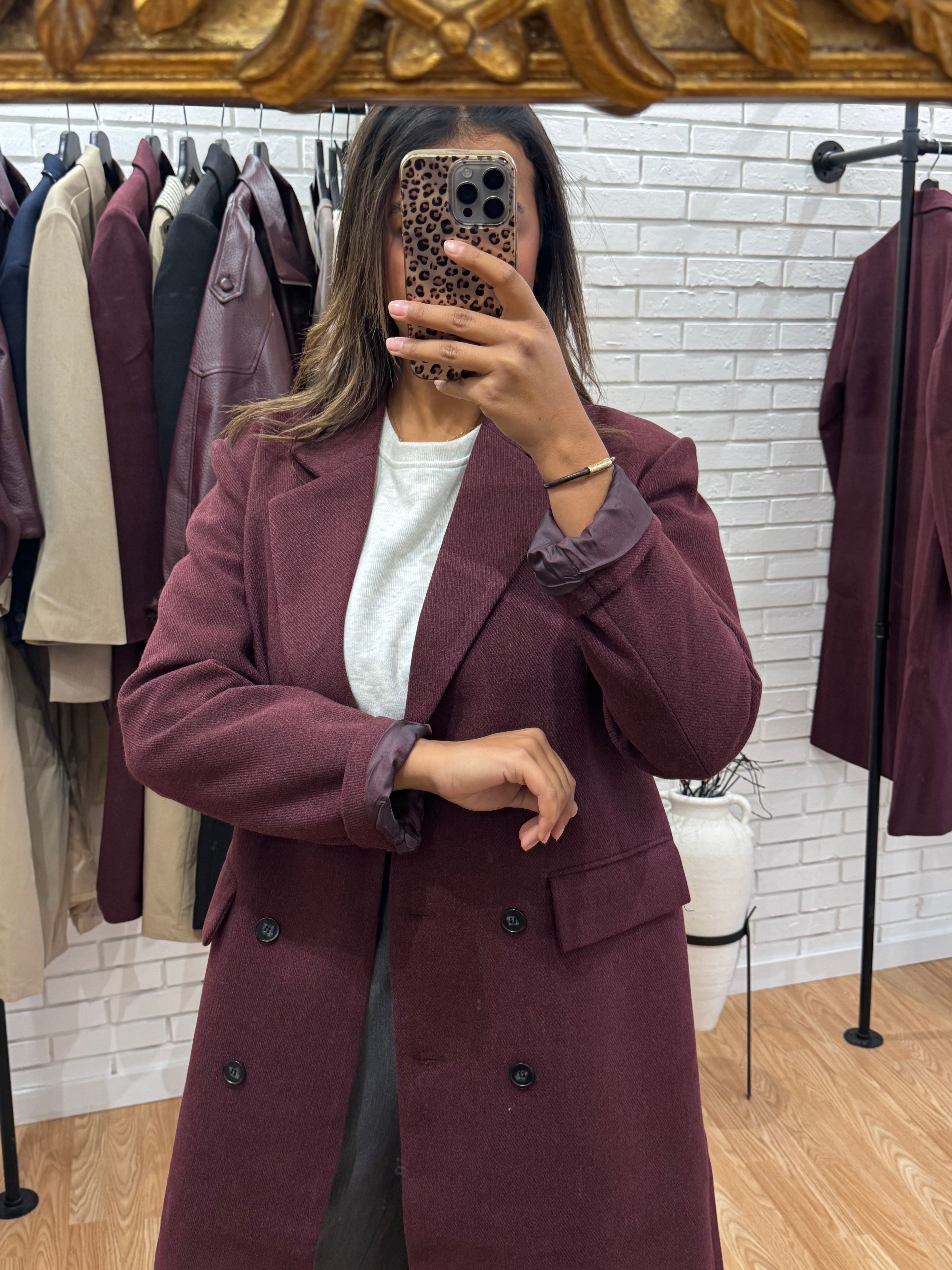 Manteau Teddy Bordeaux