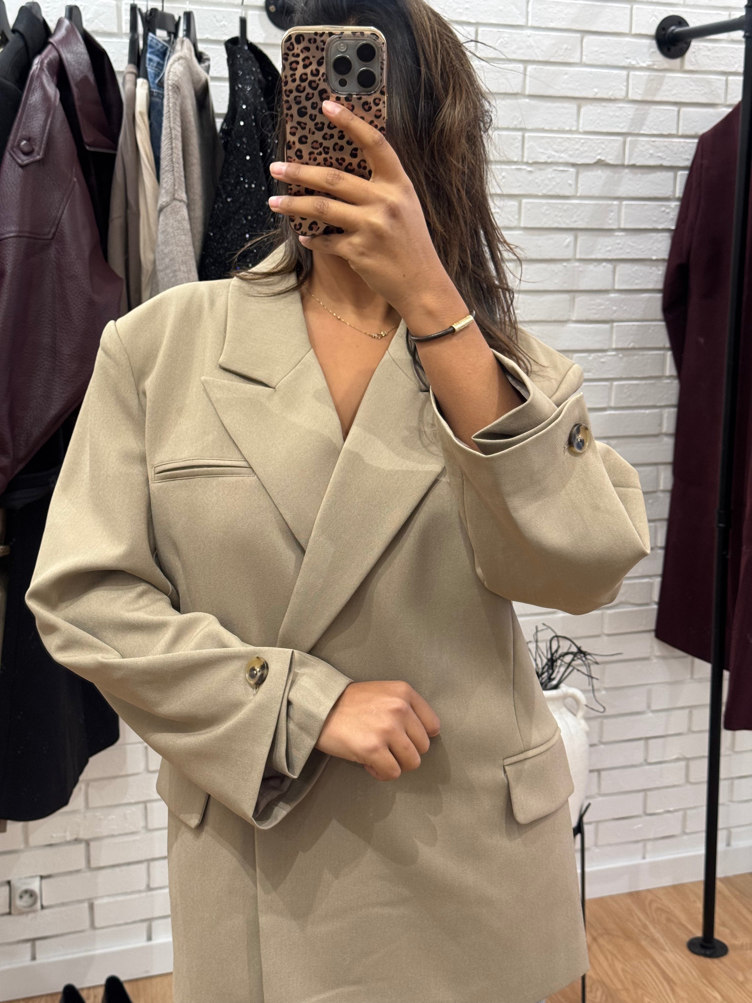 Blazer manches bouffantes beige