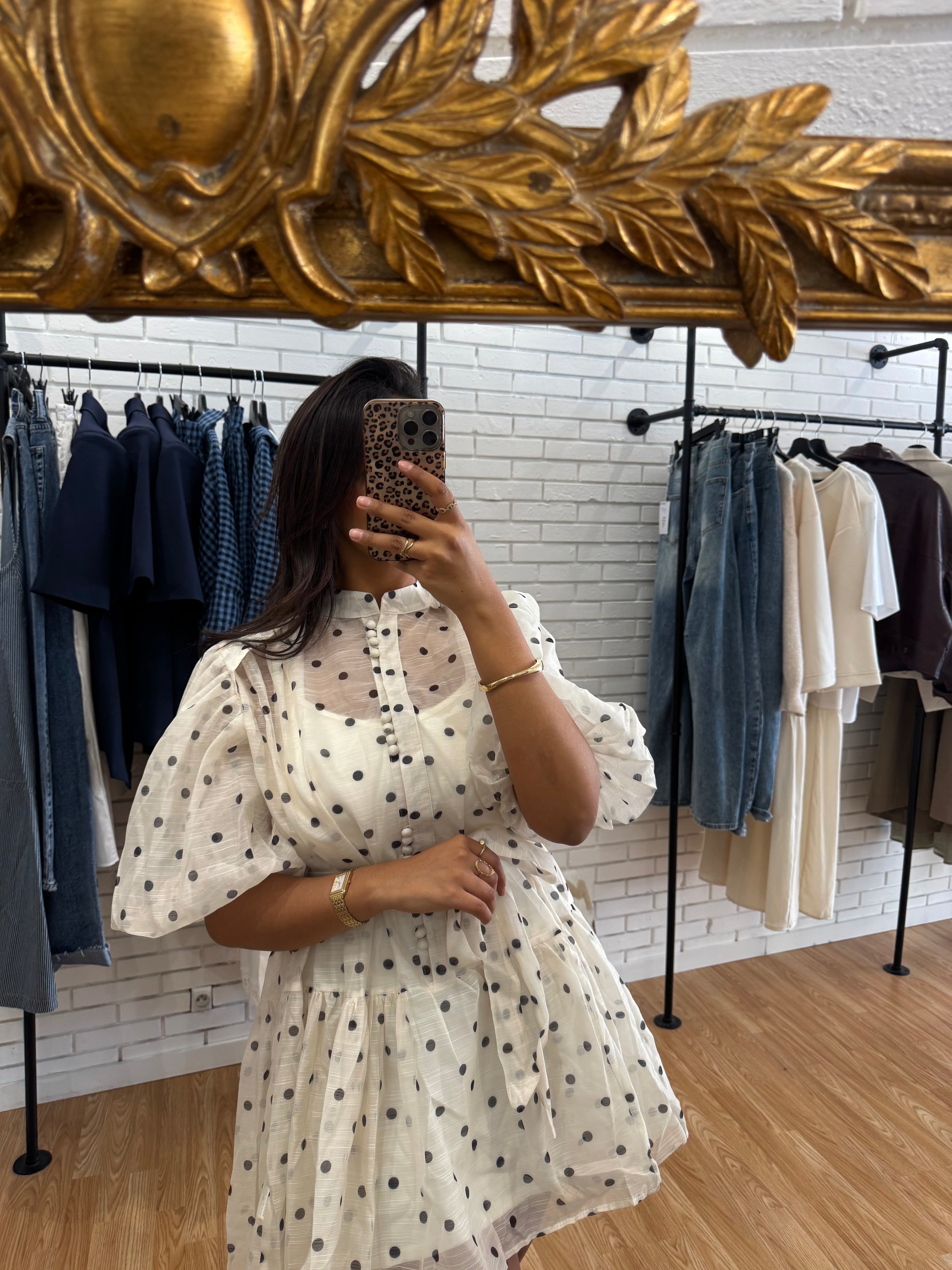 Robe jaune beurre à pois