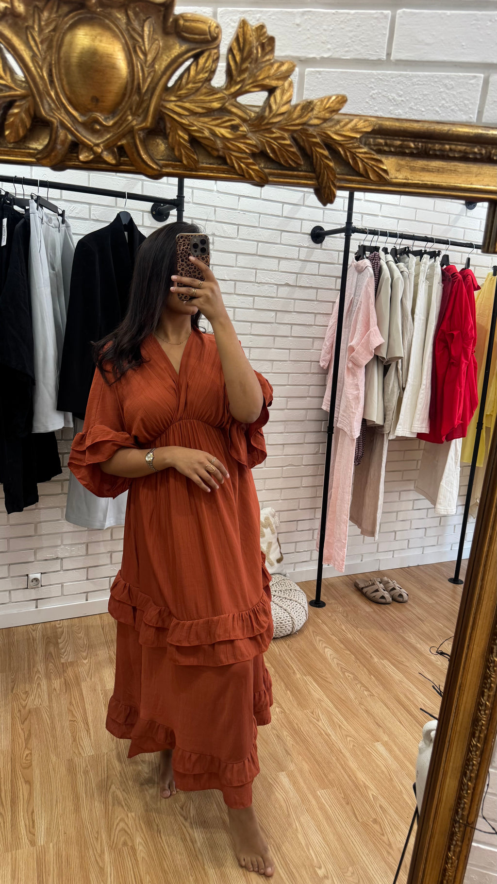 ROBE VOLANT TERRACOTA