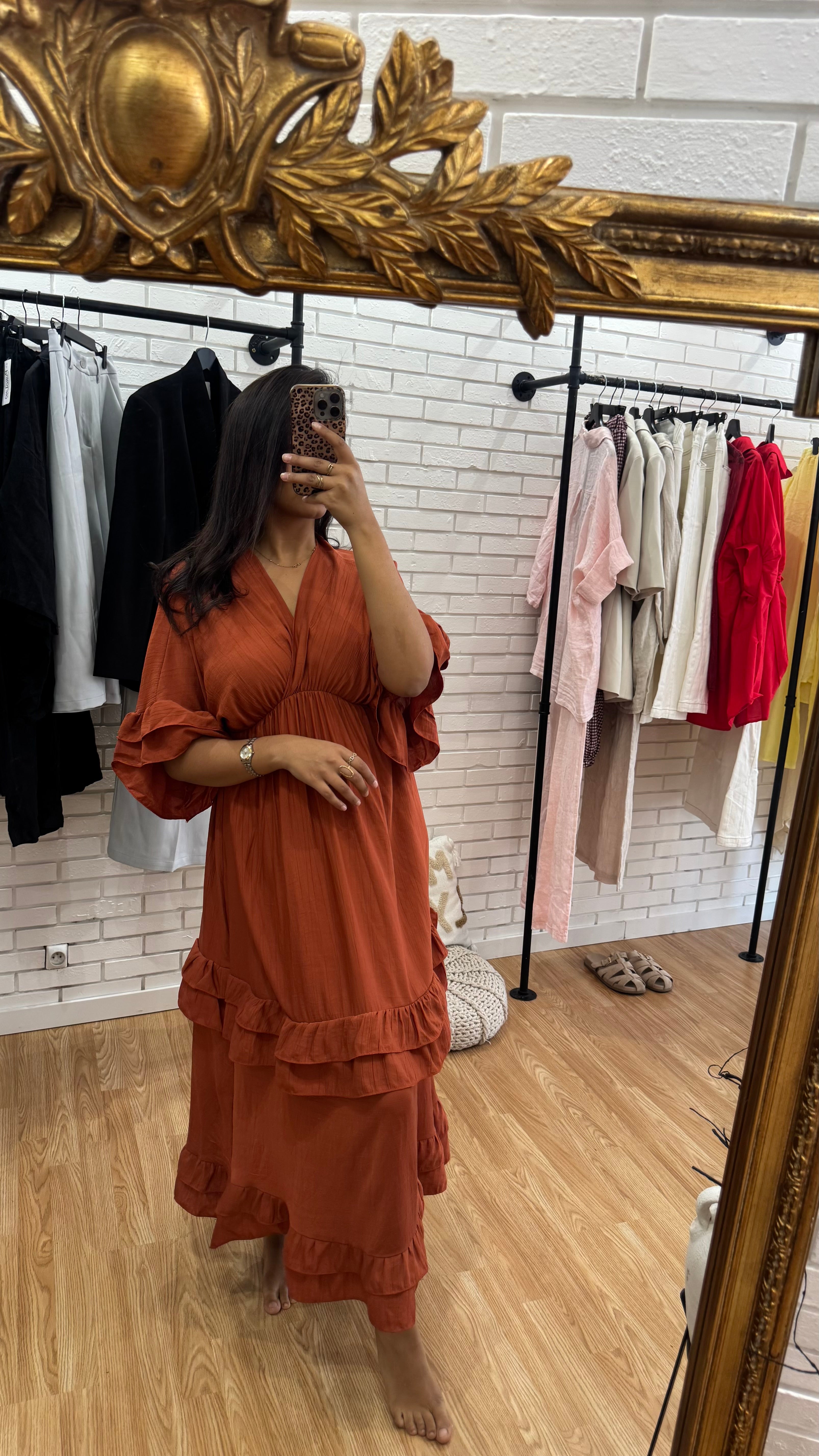 ROBE VOLANT TERRACOTA
