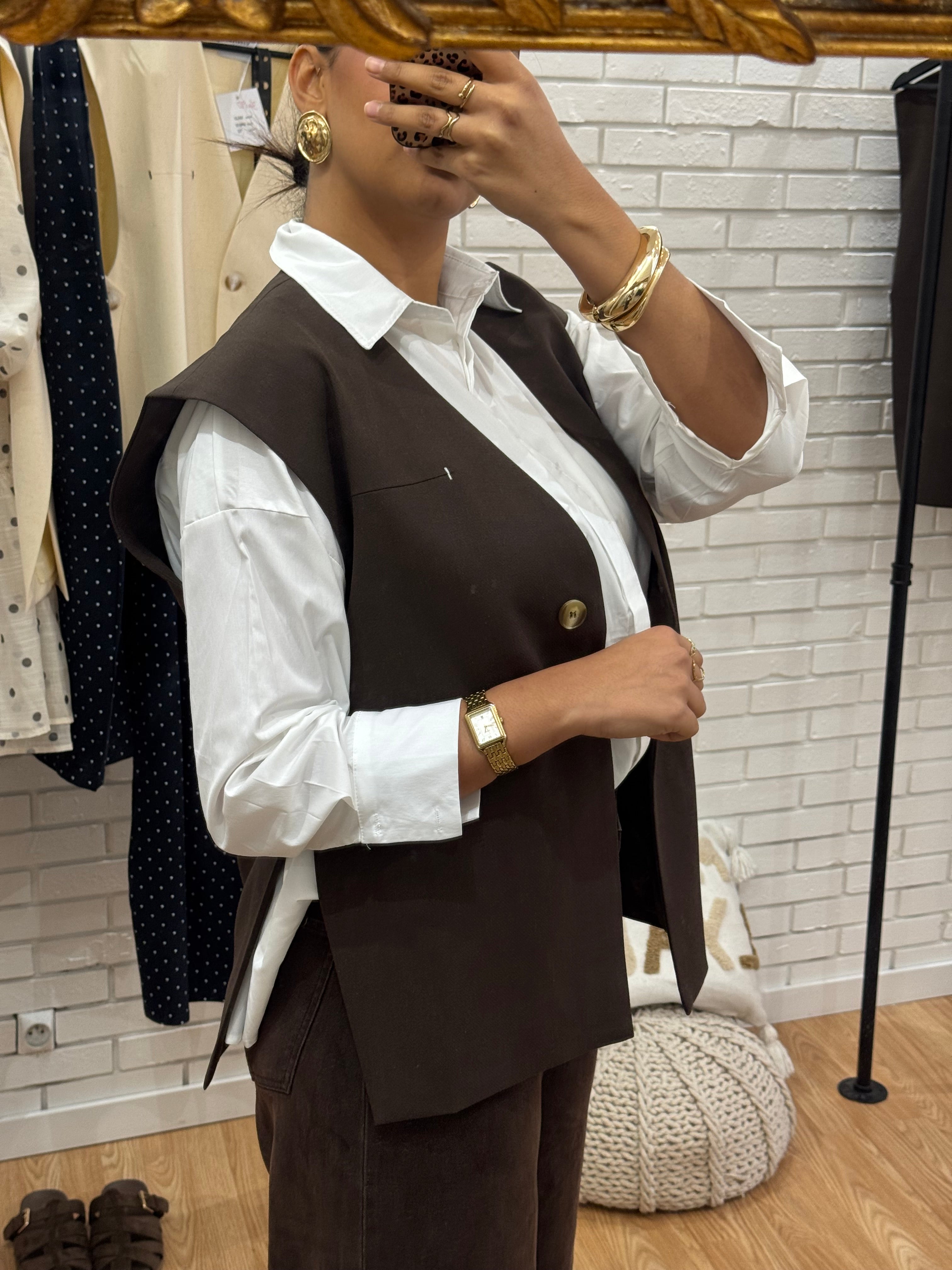 Veste lin marron
