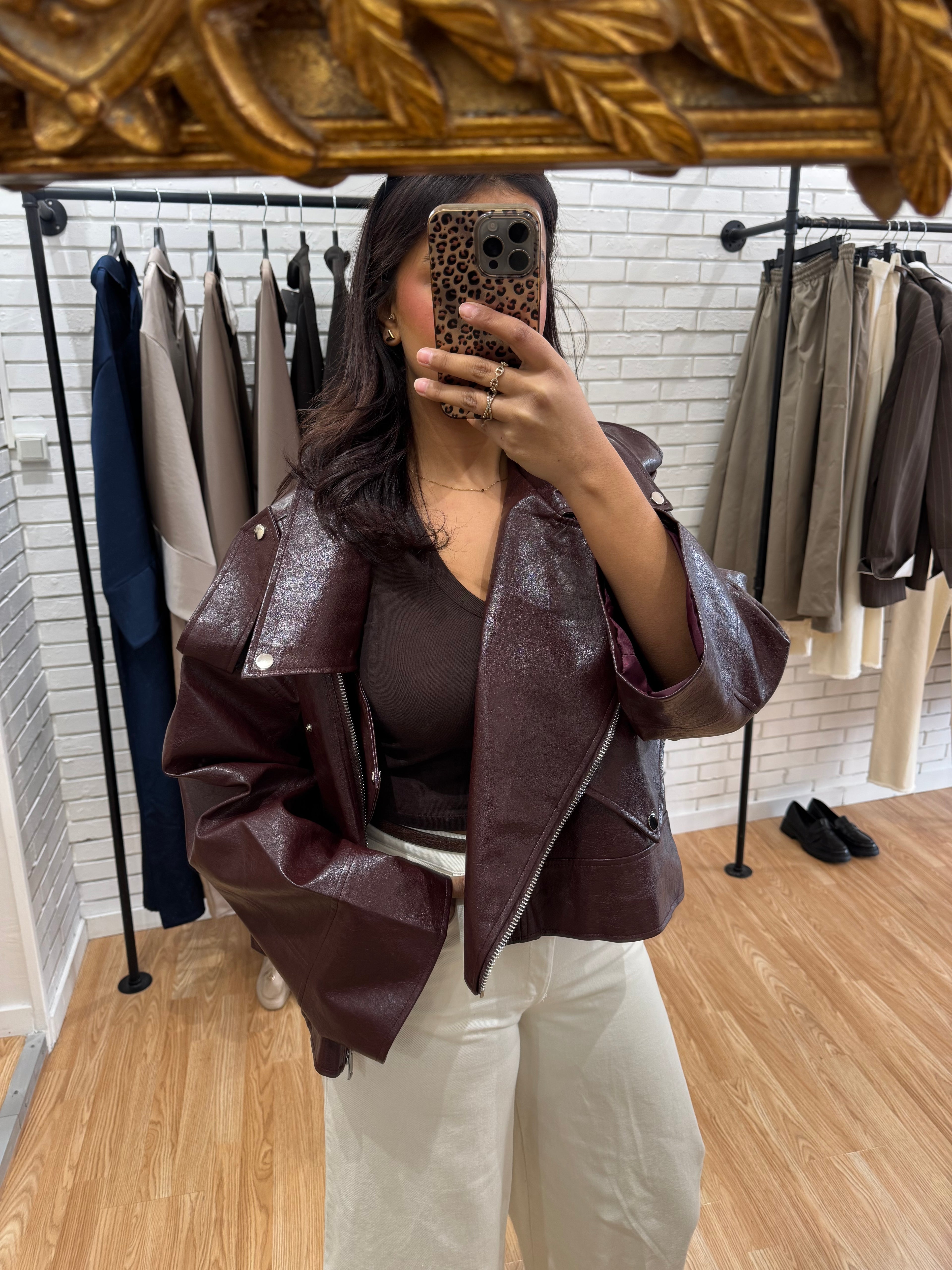 VESTE SIMILI BORDEAU