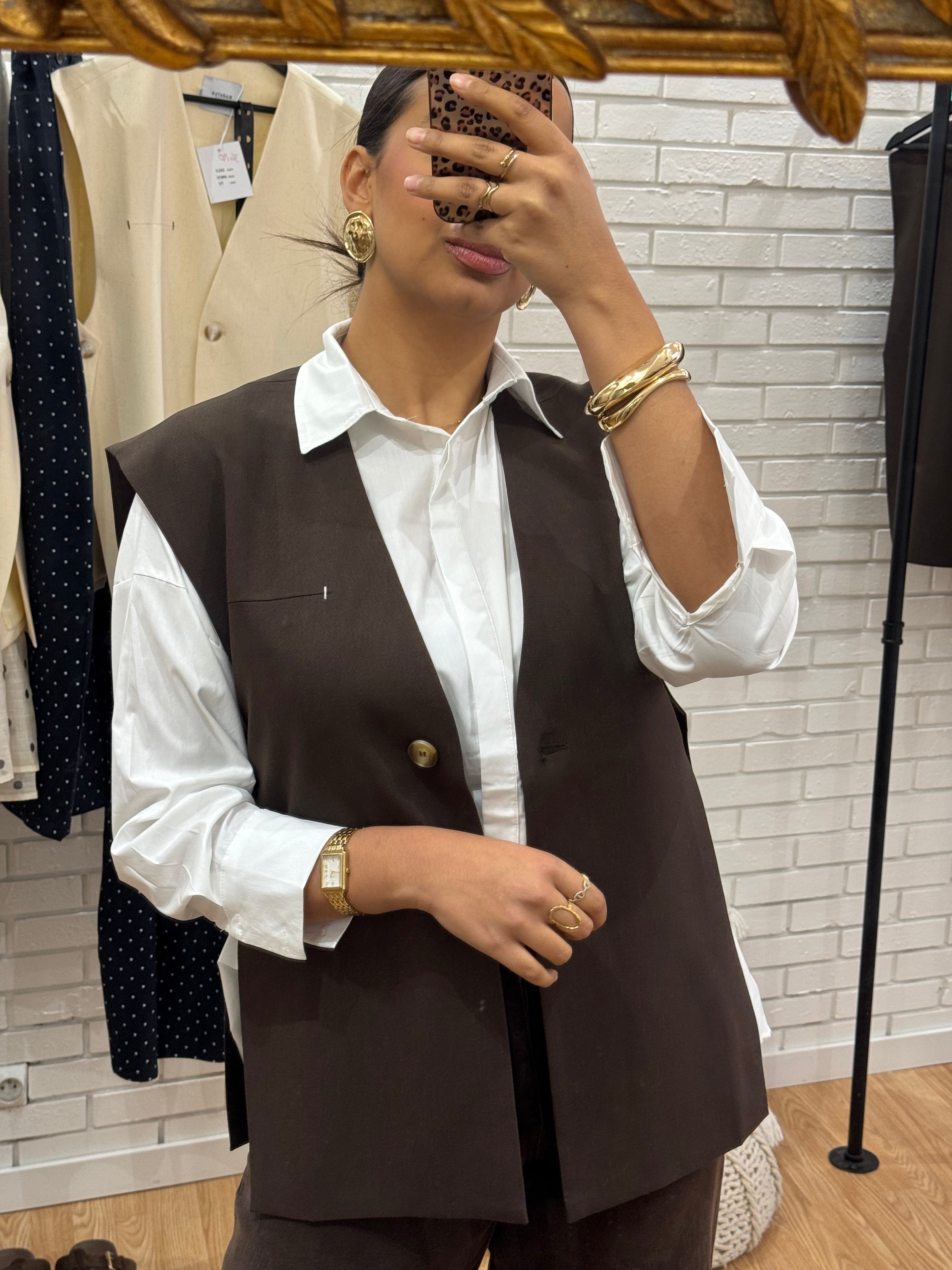 Veste lin marron