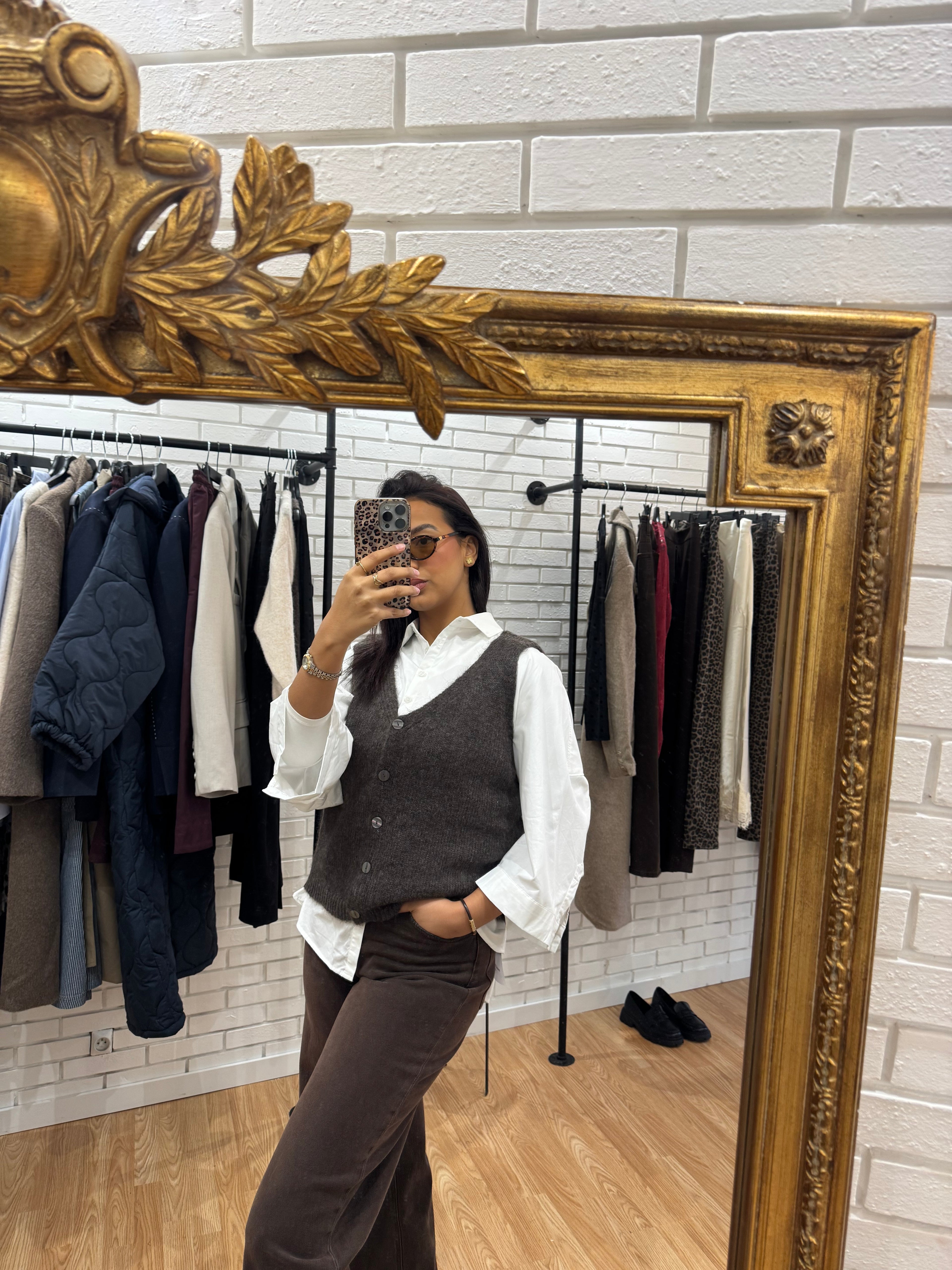GILET LAINE BROWN