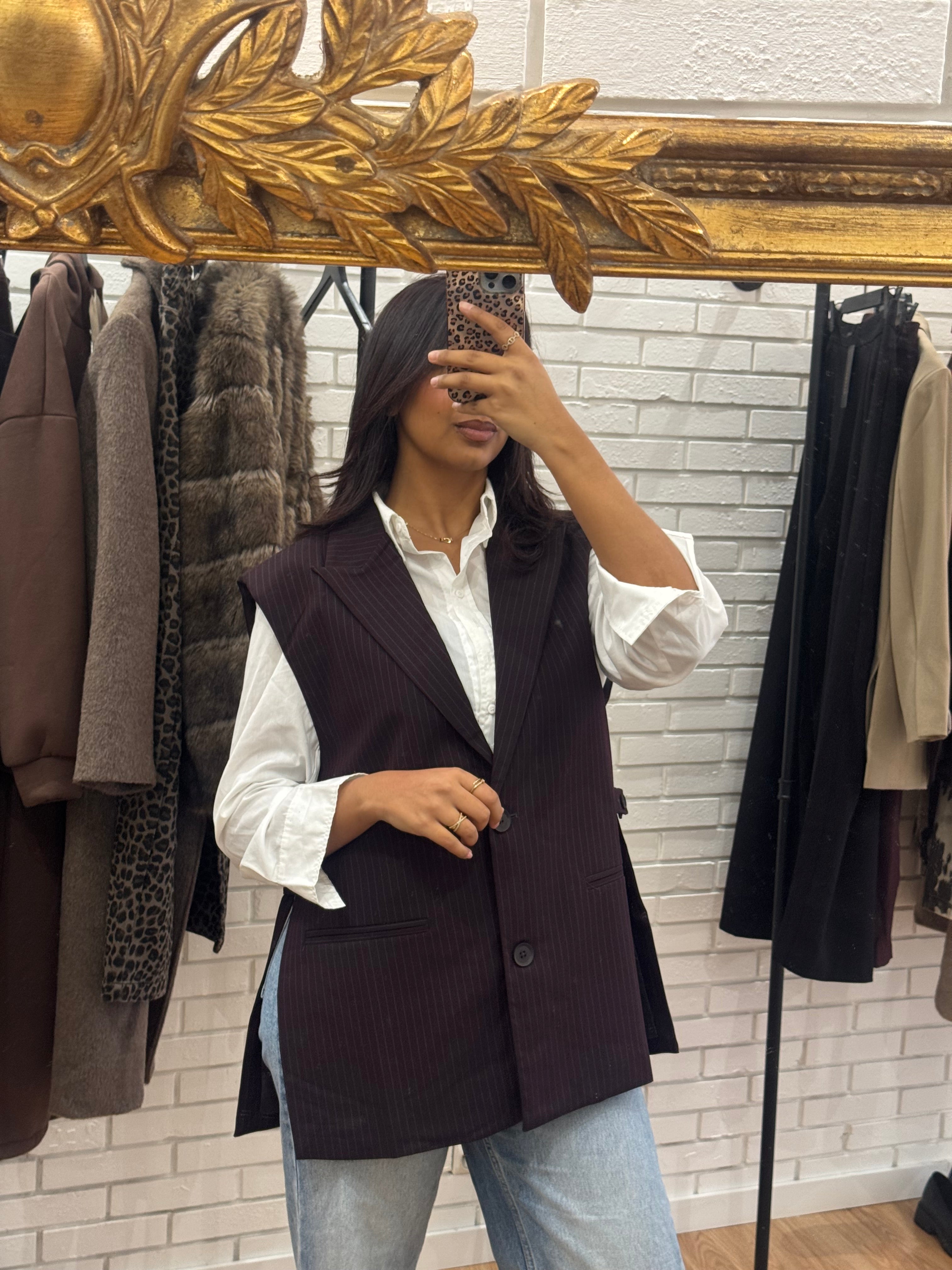 BLAZER RAYÉ AUBERGINE