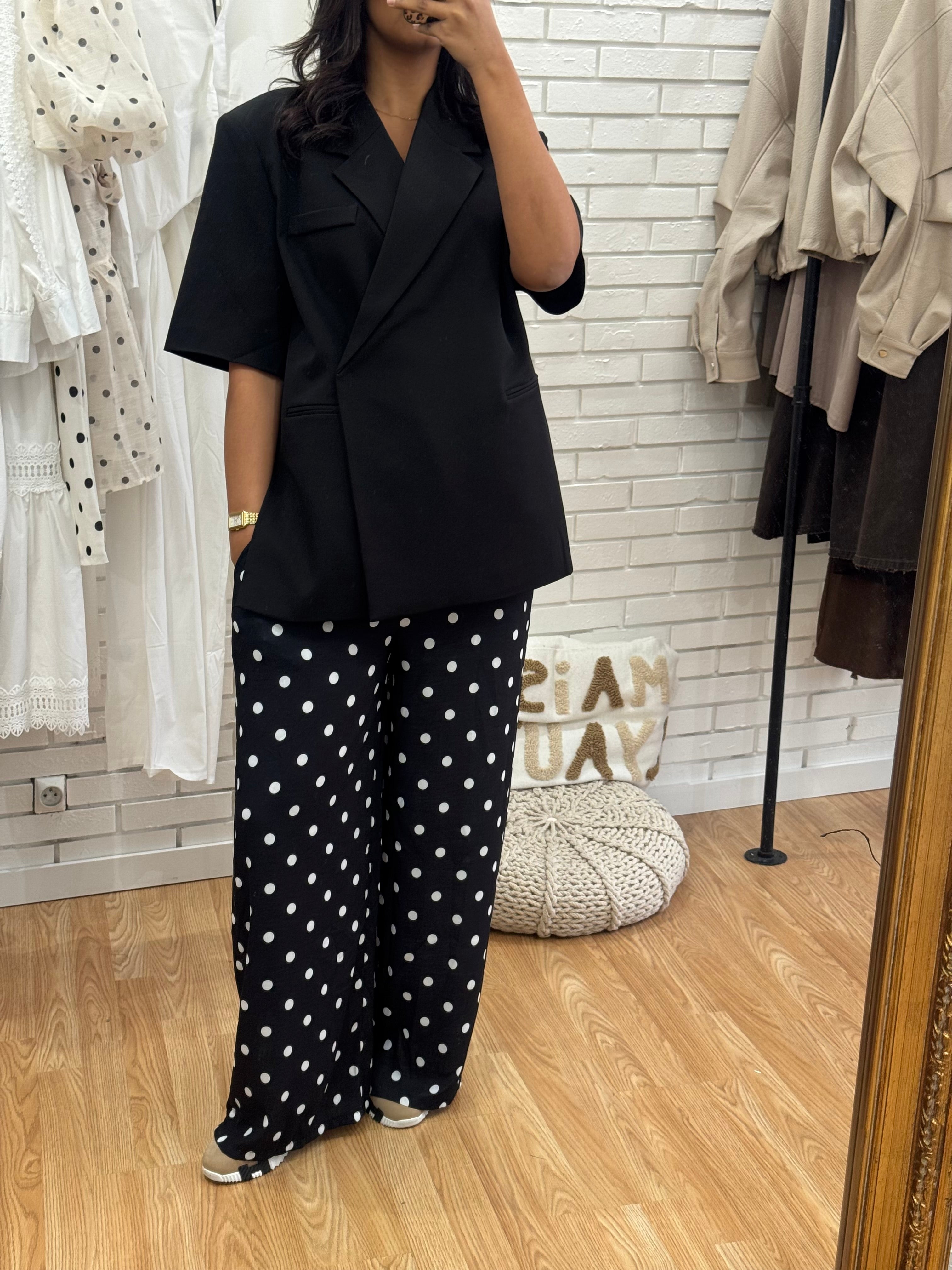 Pantalon fluide à pois black
