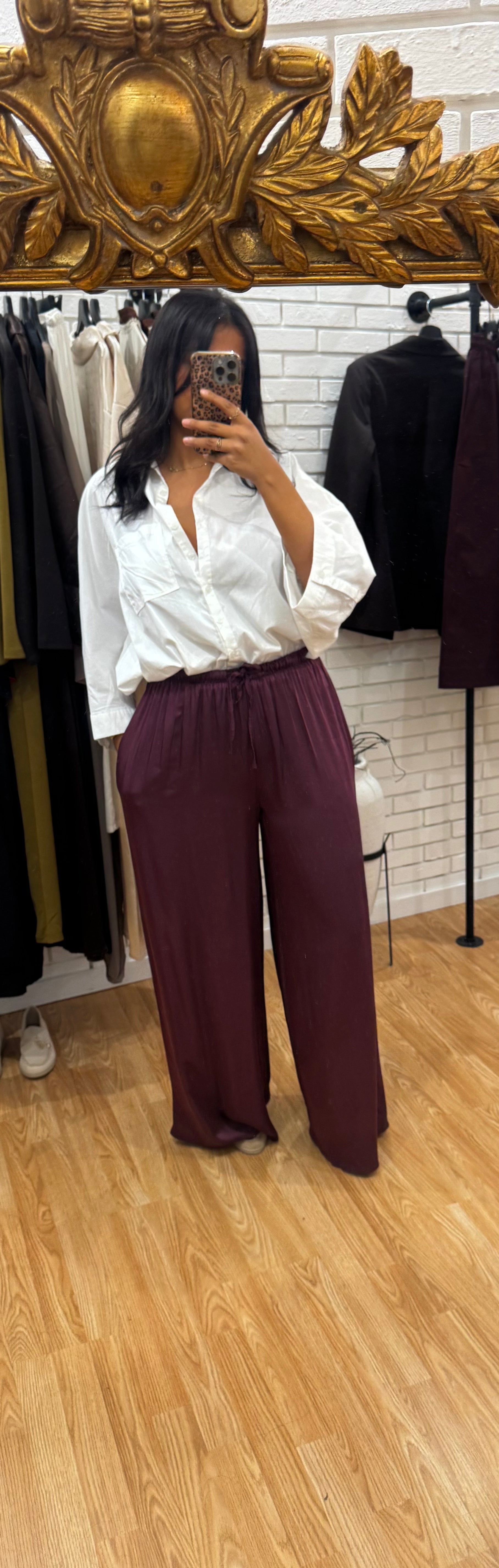 PANTALON FLUIDE AUBERGINE