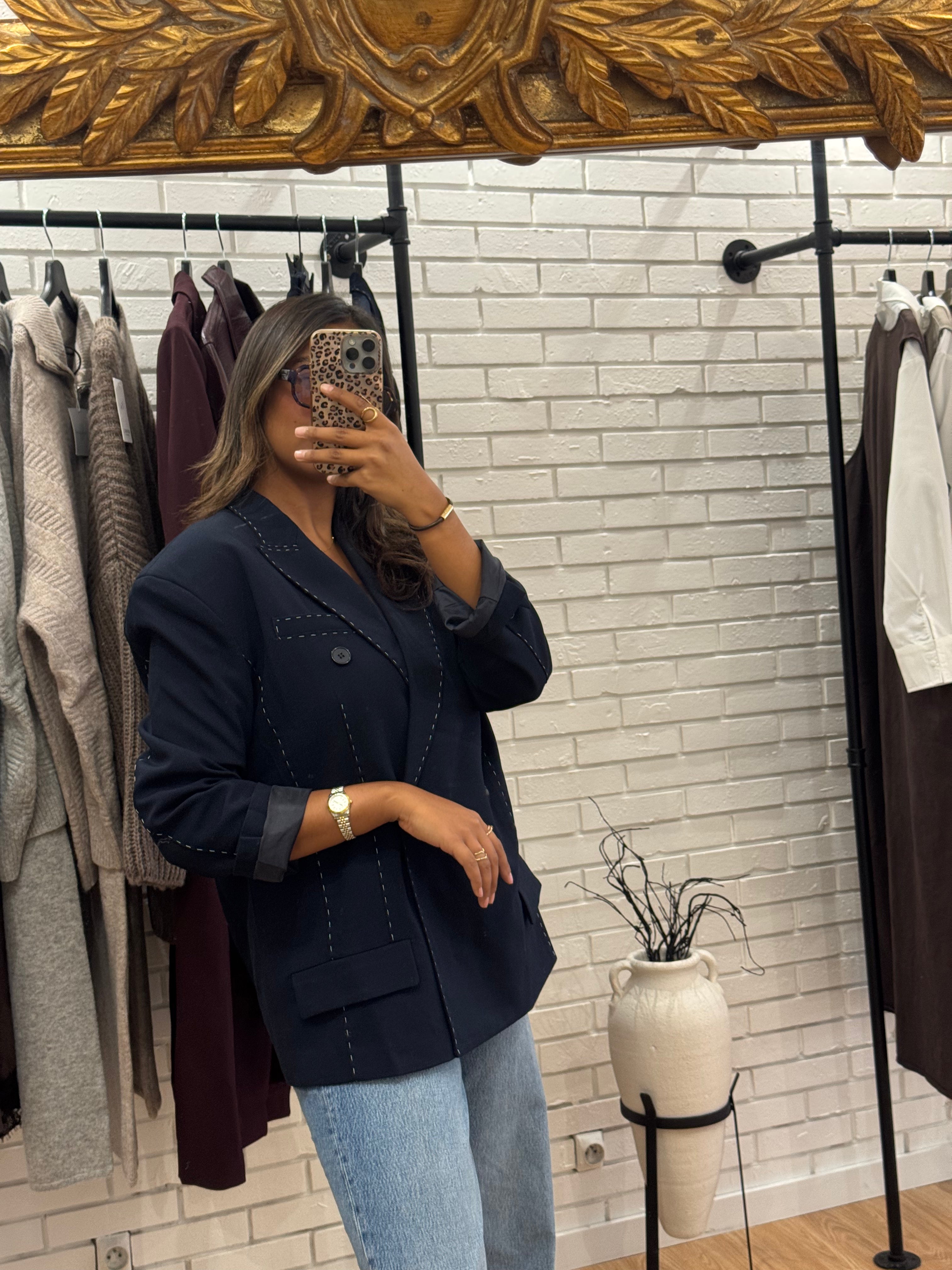 Blazer bleu surpiqure