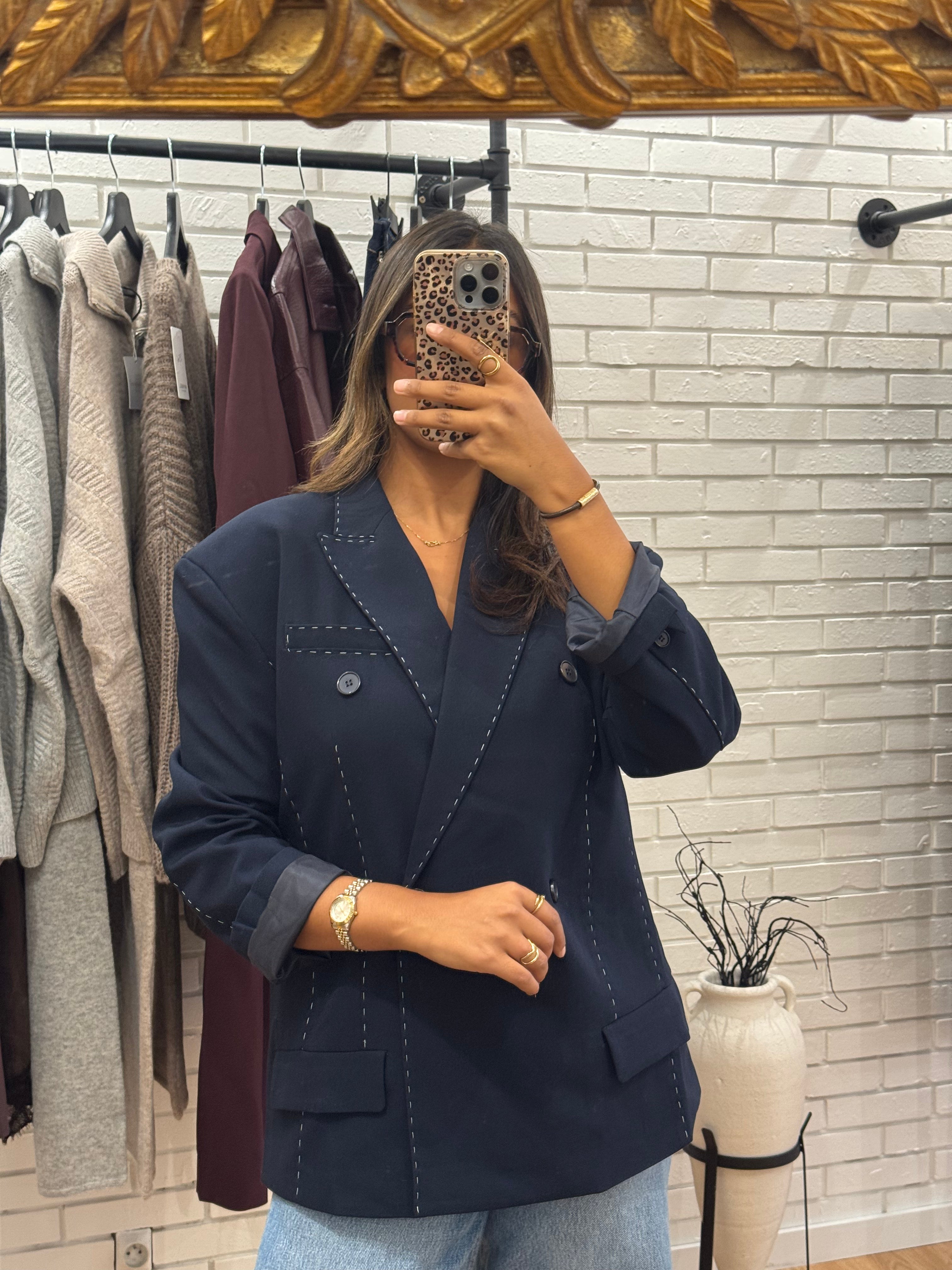 Blazer bleu surpiqure