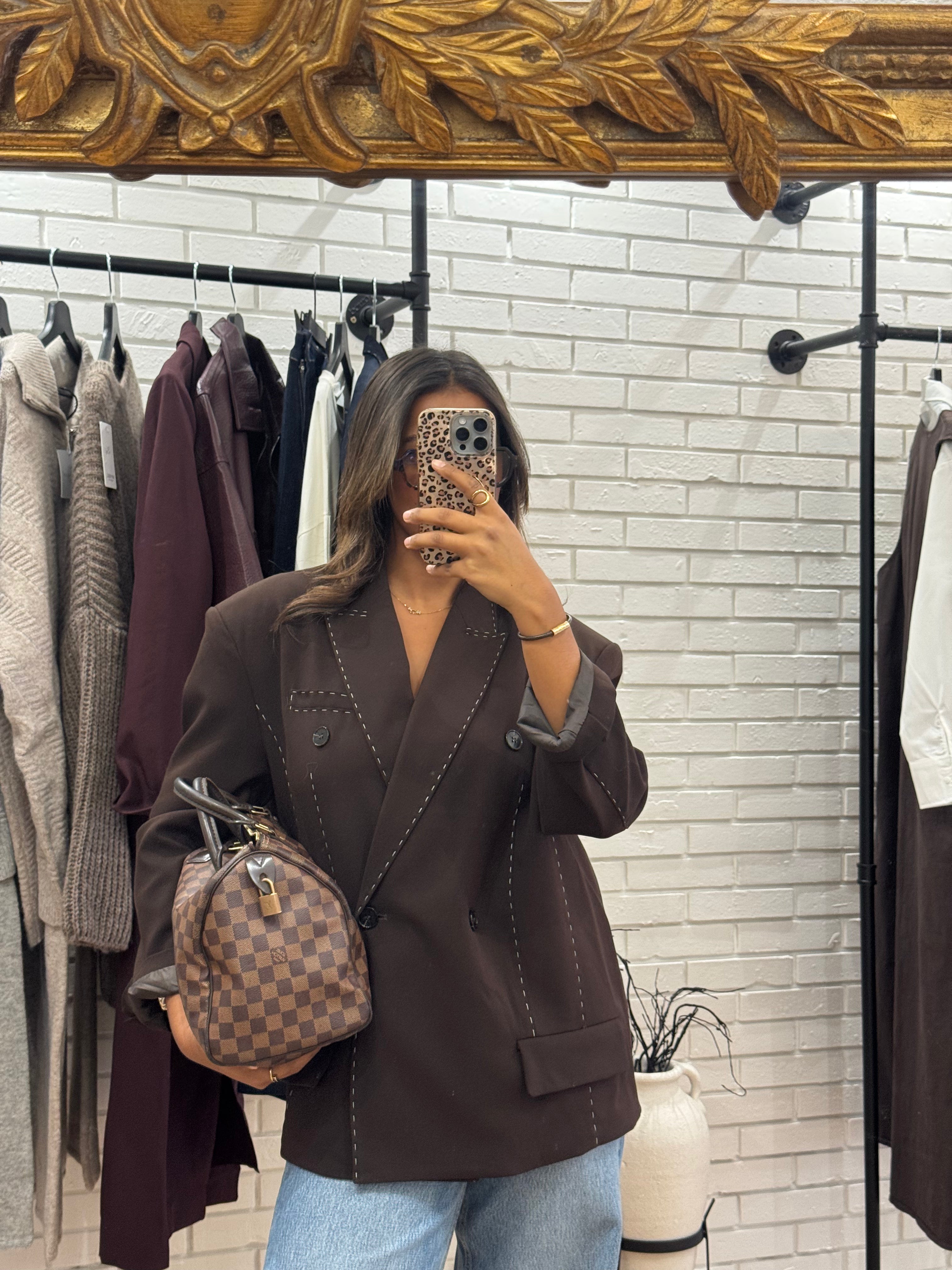 Blazer marron surpiqure