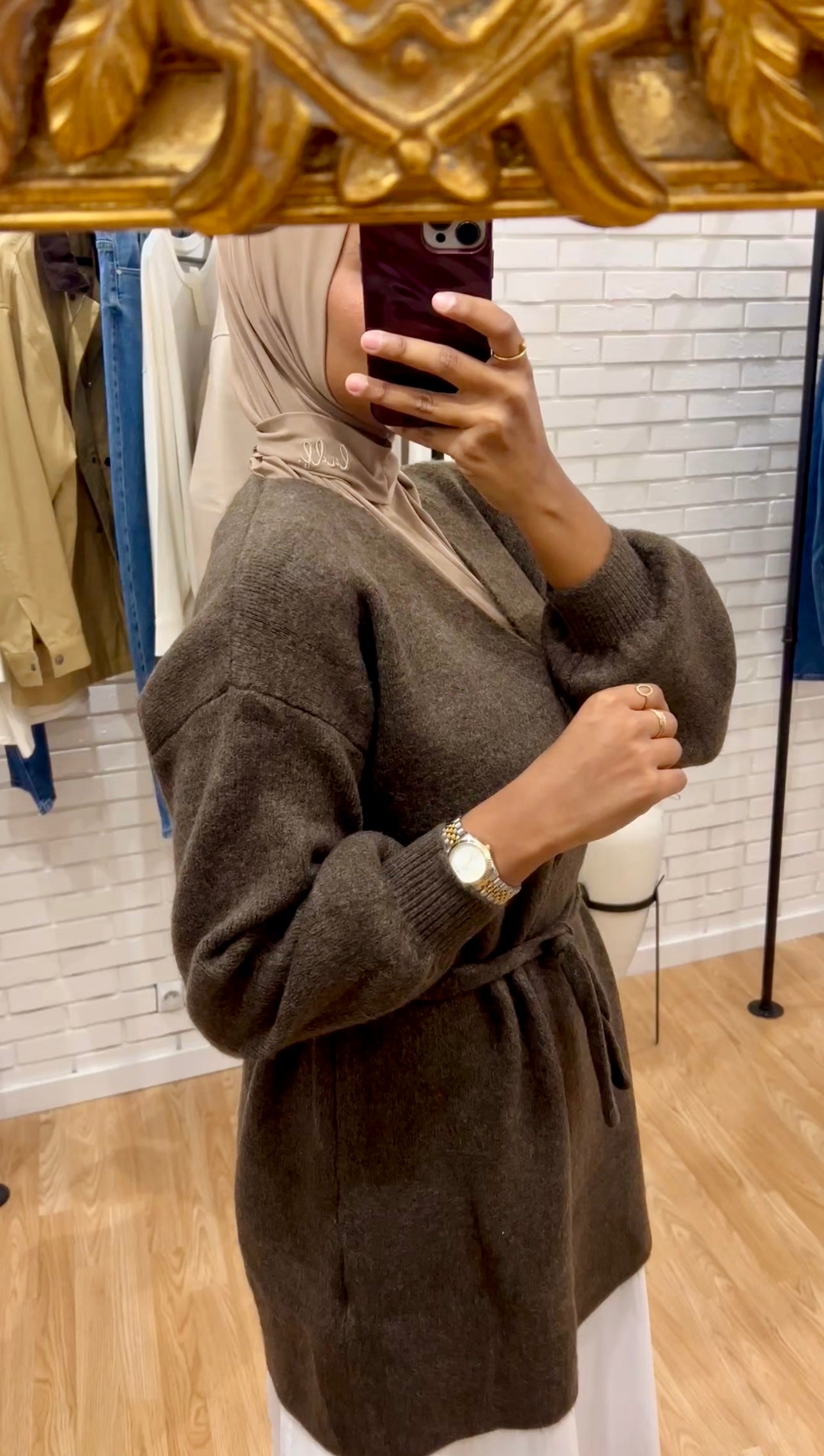 CARDIGAN À NOUER MARRON
