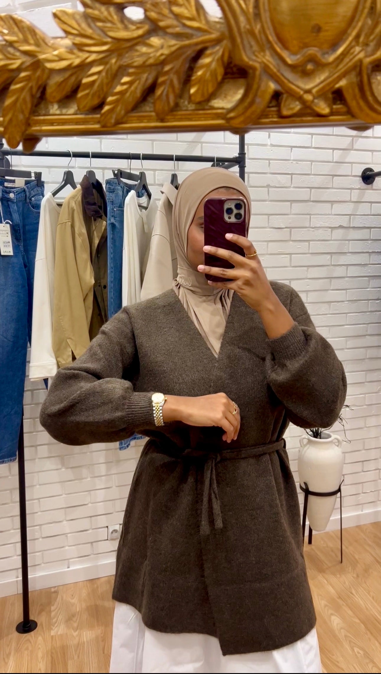 CARDIGAN À NOUER MARRON