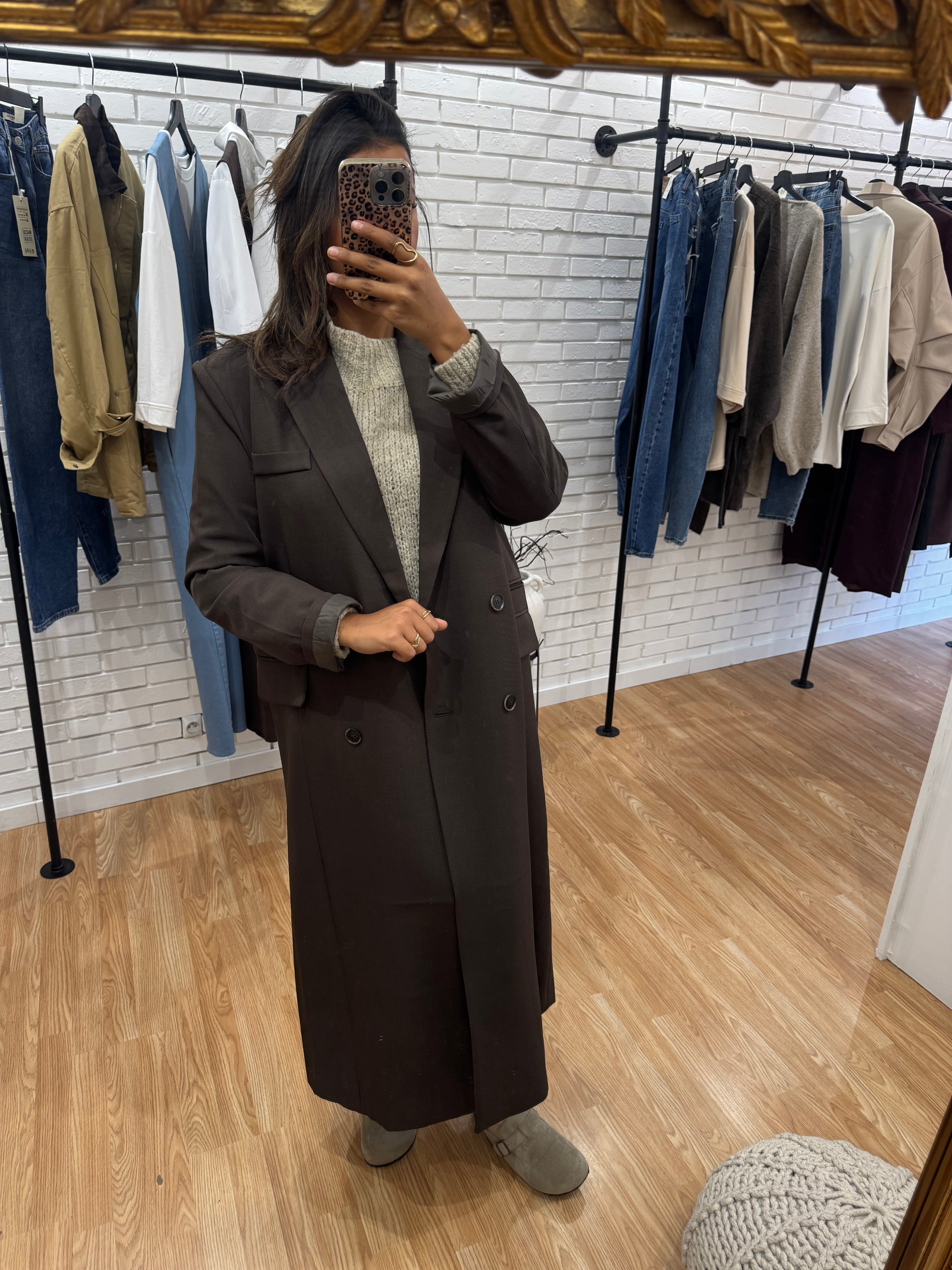 MANTEAU LONG MARRON
